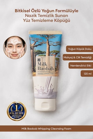 Bitkisel Özlü Nazik Temizlik Sunan Yoğun Yapılı Temizleme Köpüğü Mılk Baobab Whipping Cleansing Foam