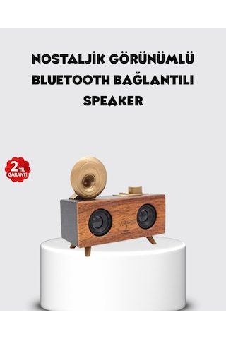 Retro Gramofon Tasarımlı Bluetooth Hoparlör - 3d Stereo Ses, 1800 Mah Batarya