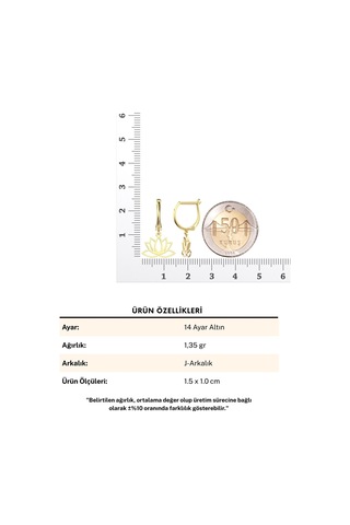 Sade Sallantılı Lotus Çiçeği 14 Ayar Altın Küpe