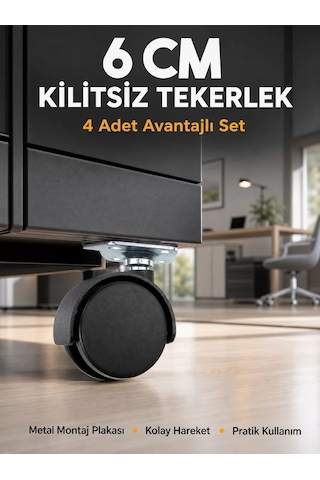 Hepsi Masa Ve Koltuk İçin Kilitsiz Tekerlek Seti 6 Cm Najmaddin Diğer