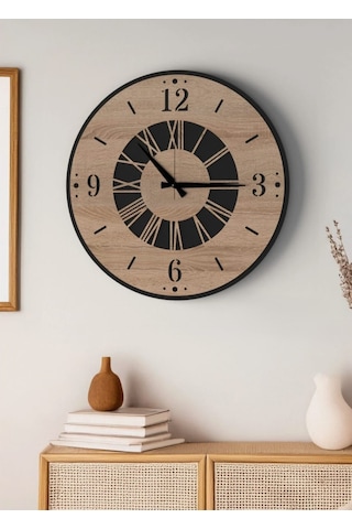 Modern Ahşap Duvar Saati Sağlam Çok Şık Ve Birarada..no:67 Siyah
