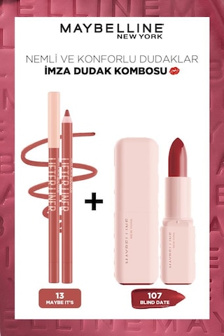 Lifter Liner Dudak Kalemi 013 Maybe It's + Hyalüronik Asitli Besleyici Yağ İçeren Ruj 107 Blind Date pktnemvkomfordudak1-11113 107