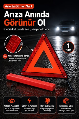Katlanır Üçgen Reflektör Araç İçin Acil Durum Reflektörü