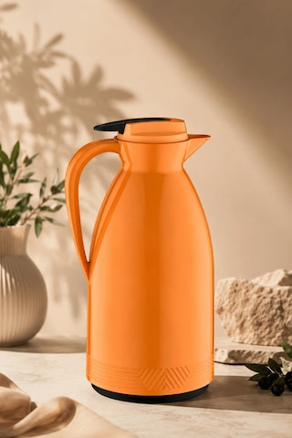 1.5lt Çift Kat Vakumlu Cam Termos 12 Saat Sıcak 24 Saat Soğuk Sızdırmaz Kapaklı Çay Termosu-turuncu