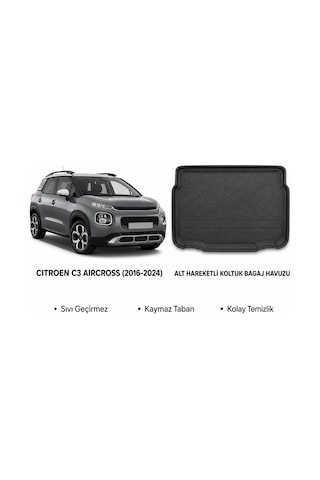 Citroen C3 Aircross 2016-2024 Arası Hareketli Koltuklu Alt Bagaj Havuzu