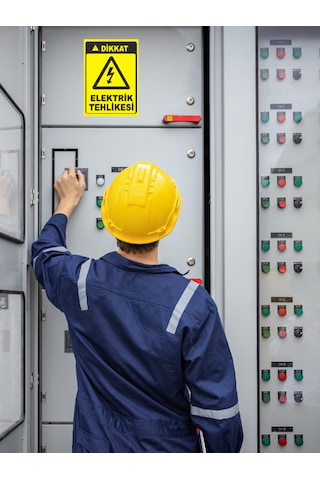Dikkat Elektrik Tehlikesi Yapışkanlı Folyo Sticker Etiket 10 X 15