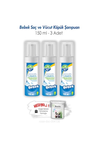 Turmepa Bebek Saç Ve Vücut Köpük Şampuanı 150 Ml 3 Adet Ve Rosıe