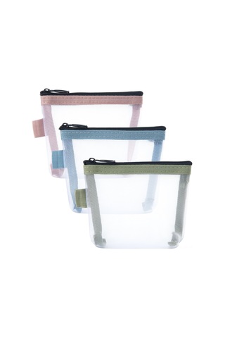 Suofeng 3 Adet Mini Şeffaf Nylon Ağızlık Çantası - Seyahat Taşınabilir Eşya Saklama Çantası Mavi, Pembe, Yeşil