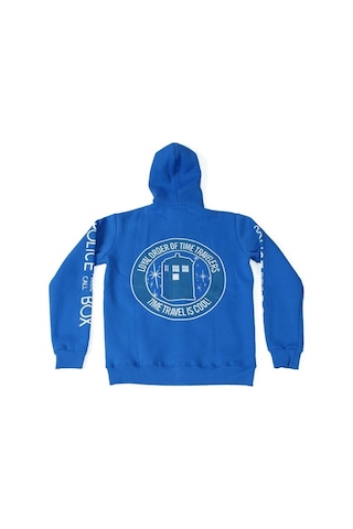 Doctor Who The Police Box Fermuarlı Kapüşonlu Sweatshirt Mavi Çok Renkli