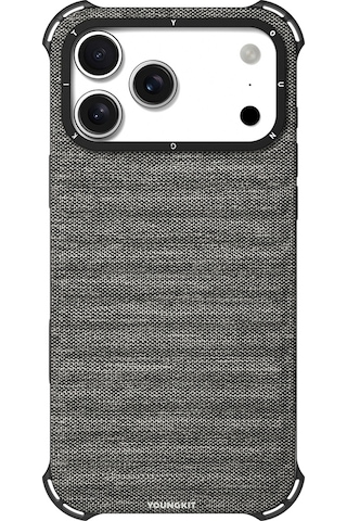 Apple Uyumlu iPhone 17 Pro Max Kılıf M-safe Şarj Özellikli Youngkit Canvas Serisi Kapak Gri Gri