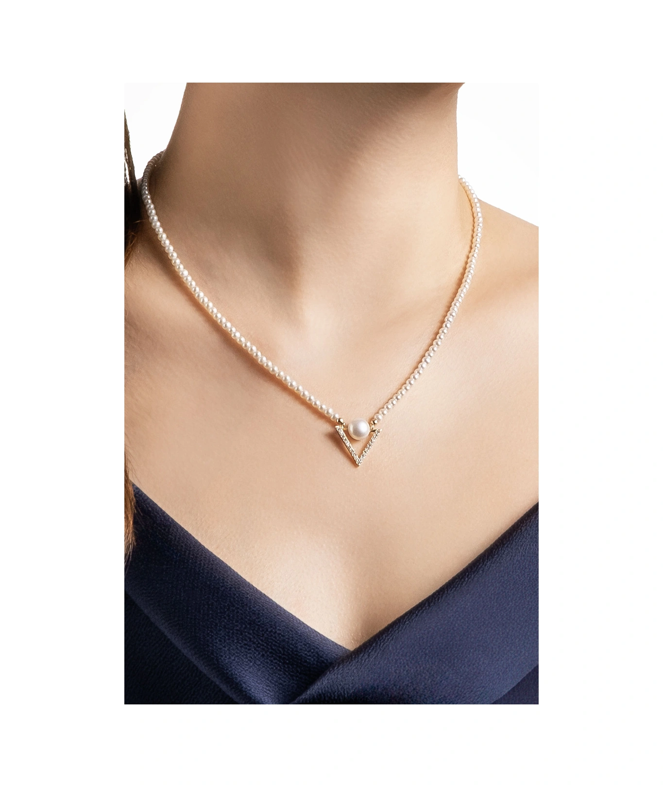 Diamond Collection 14 K Sarı Altın 0.19 Karat Pırlanta Doğal İnci Kolye