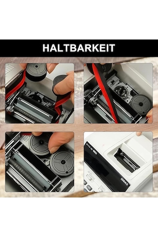 Daktilo Şeridi İkili Rulo Paket 13mm Kırmızı Siyah Pamuklu Kumaş Tüm Modellerle Uyumlu