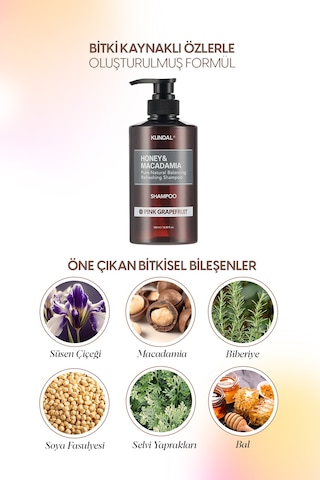 Kırılma Karşıtı Besleyici Bakım Şampuanı Kundal Honey&macadamia Nature Shampoo 500ml Pink Grapefruit
