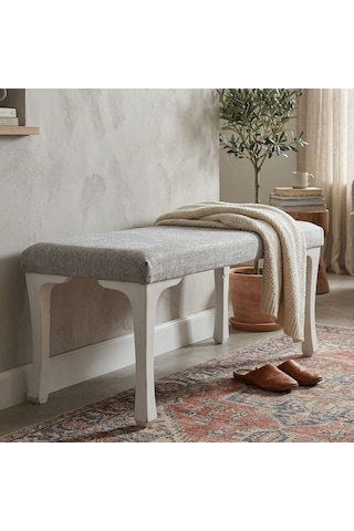 Ratemo Dekoratif Puf Bench Oturma Bankı Döşemelik Kumaşlı Antre & Yatak Ucu Bench 80x40x45 Cm Açık Gri