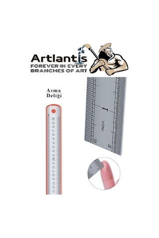 Çelik Cetvel 30 Cm İnç Ölçülü 1 Adet Paslanmaz Çelik Metal Çetvel 30 Santimetre Çok Renkli