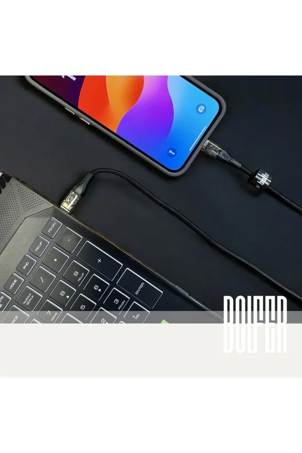 Type-c To Type-c Uyumlu Hasır Şarj Kablosu Siyah