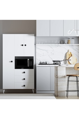 Çok Amaçlı Mutfak Mikrodalga Fırın Dolabı Beyaz