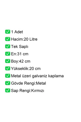 Tel Alışveriş El Sepeti 20 Litre Tek Saplı 1 Adet / En:31 Boy:42 Yükseklik:20 Cm Metal