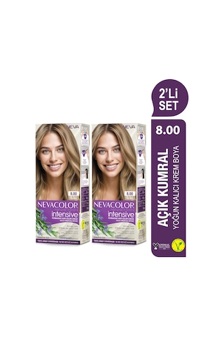 Intensıve 2'li Set 8.00 Açık Kumral Kalıcı Krem Saç Boyası Seti