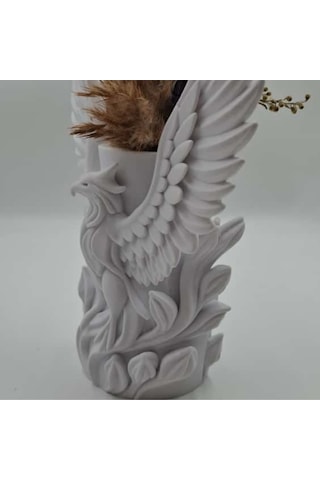 Anka Kuşu 3d Beyaz Vazo Beyaz