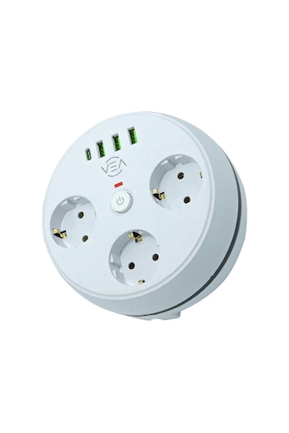 Vea Ve-26583 3'lü 1.5 Metre Kablolu 3 Usb / Type-c Girişli Akım Korumalı Grup Priz 1