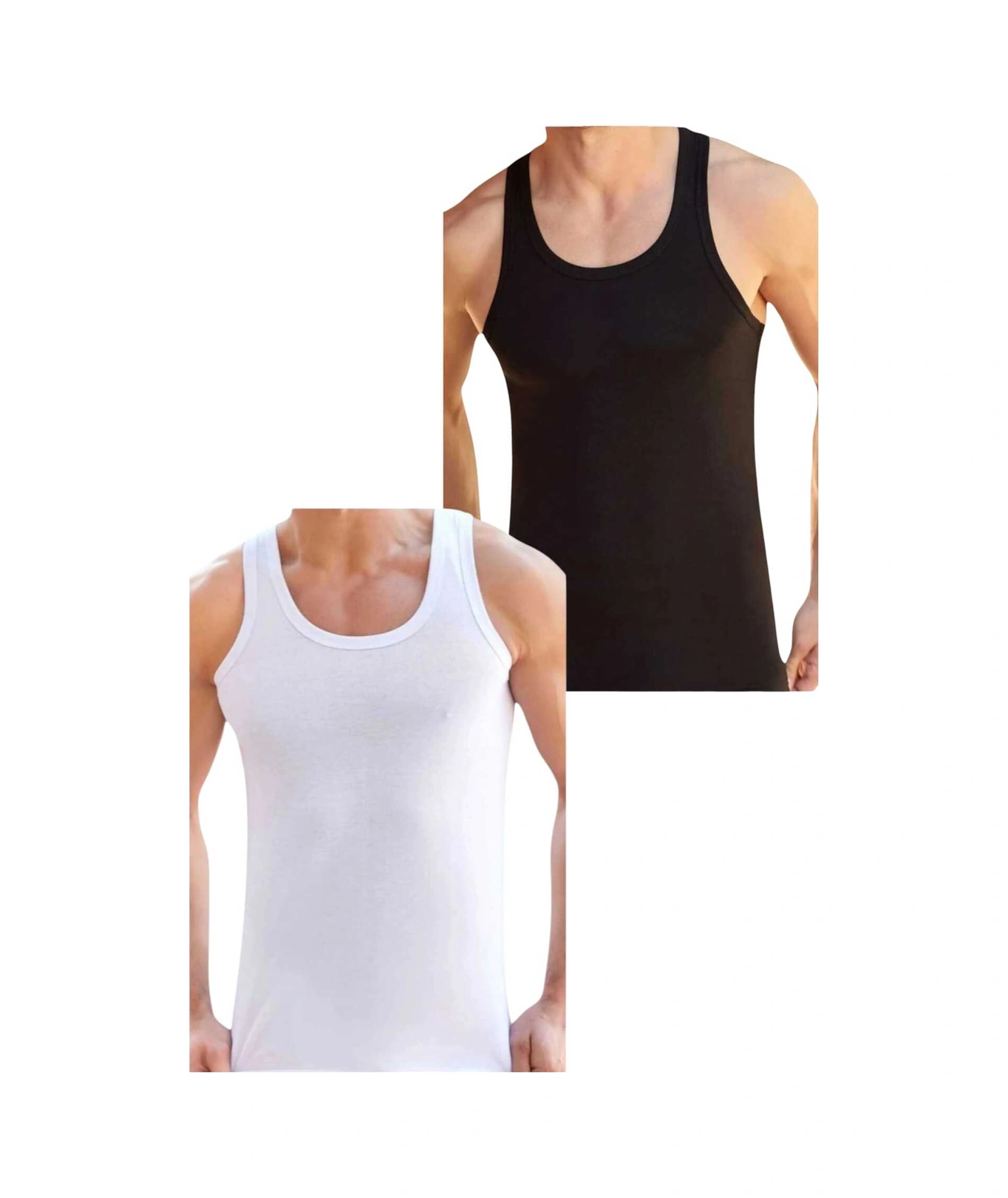 Tezzgelsin Erkek Pamuklu 2 Renk 12'li Atlet Siyah - Beyaz