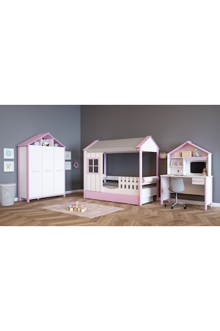 Meltem Kids Cozy Pembe Montessori Çocuk Odası Karyola 100x200 CM Pembe