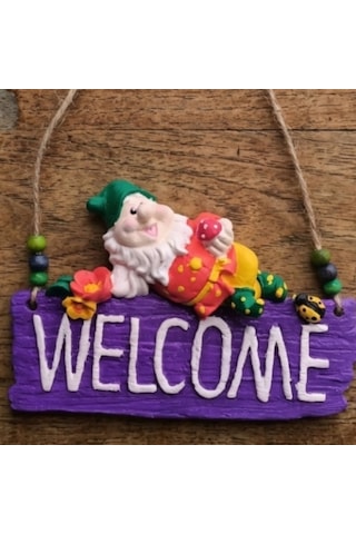 Welcome Kapı Süsü Mor 12x19