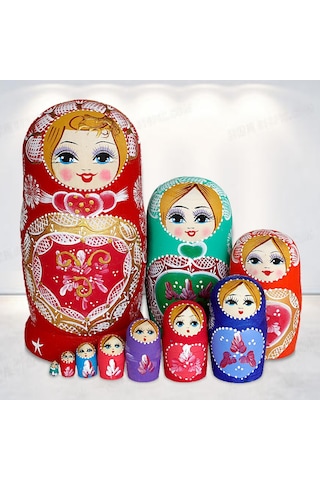 Rus Matruşka Bebeği 10 Katlı 15 Katlı Ahşap Boyalı El İşi Çocuk Ahşap Oyuncak Seyahat Etkinliği Hatıra Hediyesi 10 Katlı 21 Cm Yükseklik