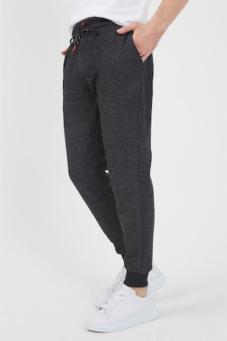 MMetalic Erkek Siyah Içi Polarlı Slim Fit Paça Lastikli Jogger Eşofman Altı 001