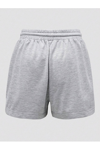 Ağ Penye Şort - Gri Baskılı Kısa Kordonsuz Gri