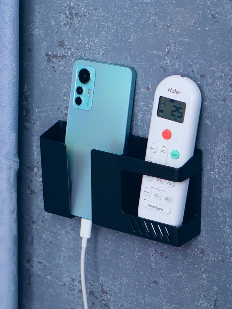 İportee Duvara Monte Uzaktan Kumanda Ve Telefon Tutucusu Organizer 240030148 Siyah