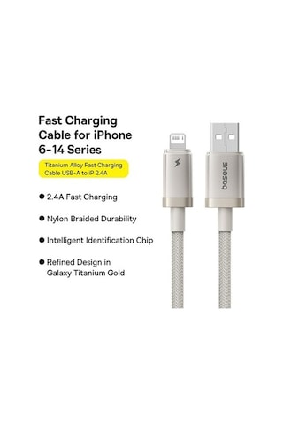 Zyzqstore Pazly Uzunluk: Usb'den Titanyum Seri Şarj Pinli 8 2.4a 1m Aw Hızlı Baseus Alaşımlı Kablosu