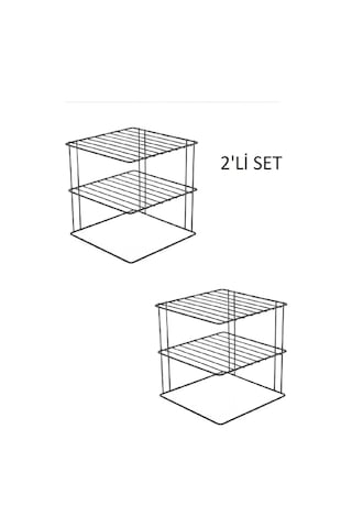 Eva Metal Tasarim Siyah 2 Adet Tabaklık 3 Katlı Dolap Içi Tabak Mutfak Ve Tezgah Düzenleyici Raf. Siyah