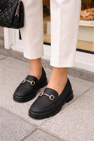 Kadın Nude Tokalı Loafer Ayakkabı Siyah