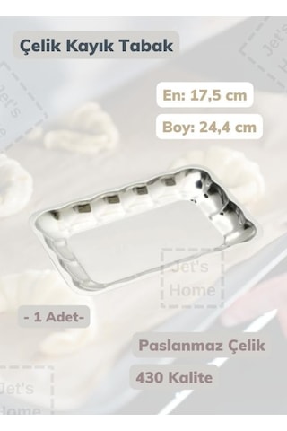 Köşeli Kayık Tabak 24,4 Cm Paslanmaz Çelik Tabak Gri