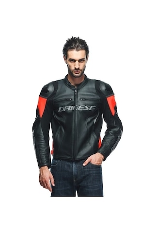 Dainese Daınese Ceket Racıng 4 Leather Jacket/black/fluo-red - 48