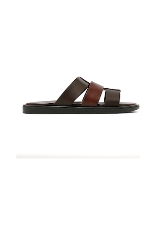 Terlik Erkek M6857 The Sandals Factory Leather Upper Dark Brown Dark Brown Koyu Kahverengi