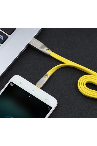 Aweı Cl-96 Usb Micro Usb Taşınabilir Tpe + Alüminyum Alaşımlı Veri Kablosu, 2a, Uzunluk: 1m Sarı
