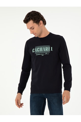 Siyah Regular Fit Bisiklet Yaka Sweatshirt Lacivert
