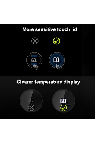 Moveevo Stainless Steel Isı Gösterici Termos Bardak, Led Dokunmatik Ekran, 500ml Siyah, Çiftler Ve İş Hediyesi, Isı Saklama Özelliği, Özel Logo Diğer