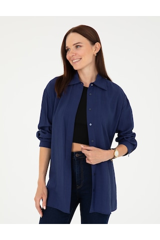 Pierre Cardin Kadın Lacivert Gömlek Desenli 50284899-vr033 Lacivert