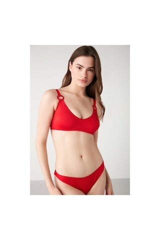 Kom Solena Halka Detaylı Düz Renk Bikini Kırmızı