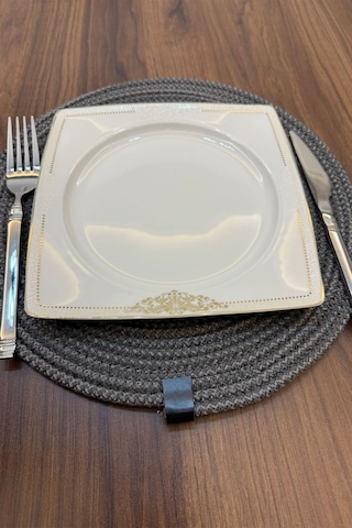 6 Adet Jüt Supla / Amerikan Servis Lux Sunum Tabak Altlığı Gri