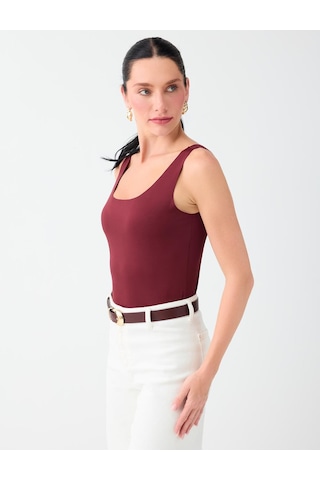 Jimmy Key Bordo Kare Yaka Dar Kesim Askılı Atlet 6ww018430562