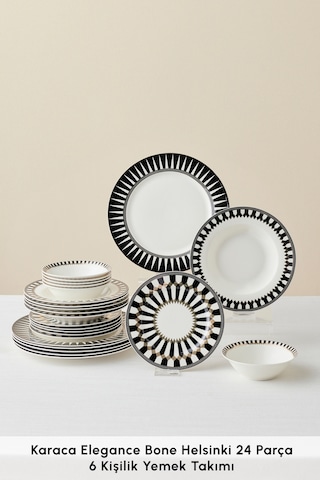 Karaca Elegance Bone Helsinki 24 Parça 6 Kişilik Yemek Takımı Renkli