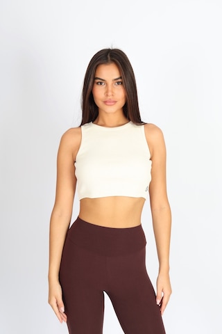 Soft&Basic Kadın Bej Basic Halter Yaka Esnek Biyeli Kaşkorse Kumaş Crop Top Body Atlet Bej