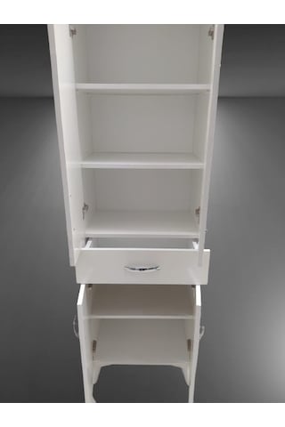 Çok Amaçlı Dolap Beyaz Model Hard Parlak Suntalem 180 Cm 4 Raf Demonte El Yapım Beyaz