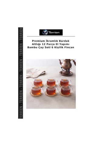 Premium İkramlık Bardak Altlığı 12 Parça El Yapımı Bambu Çay Seti 6 Kişilik Fincan Çok Renkli