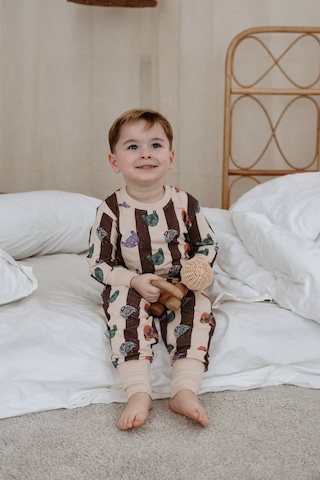 Kazak Baskılı Color Shapes Çocuk Pijama Seti Bej